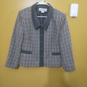 VTG 80s Diane Roberts 5-Button Cropped Tweed Blazer Size 14 Preppy USA